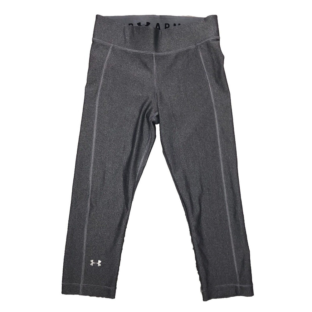 Under Armour Capri Leggings Women's S Gray Heatgear Compression‎ Gym Workout 18"